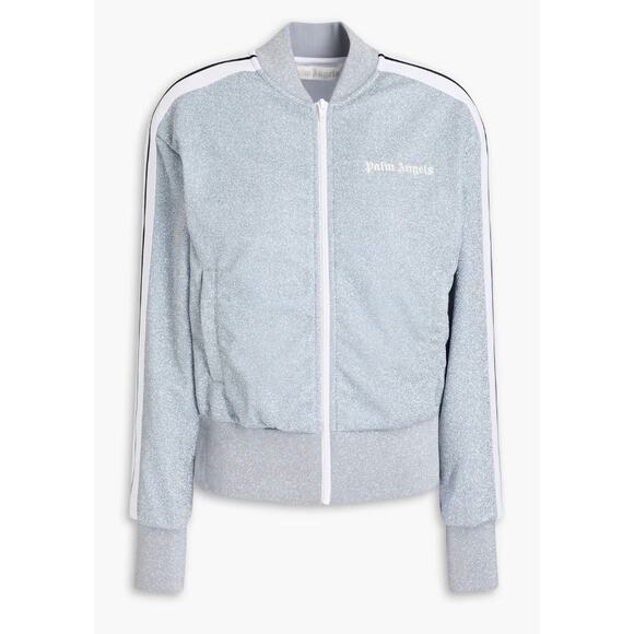 Palm Angels Glittery Lurex Bomber Striped Logo Track Jacket - Picture 5 of 15